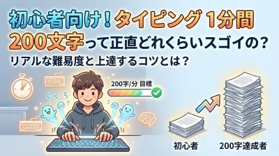初心者向け！タイピング 1分間 200文字って正直どれくらいスゴイの？リアルな難易度と上達するコツとは？